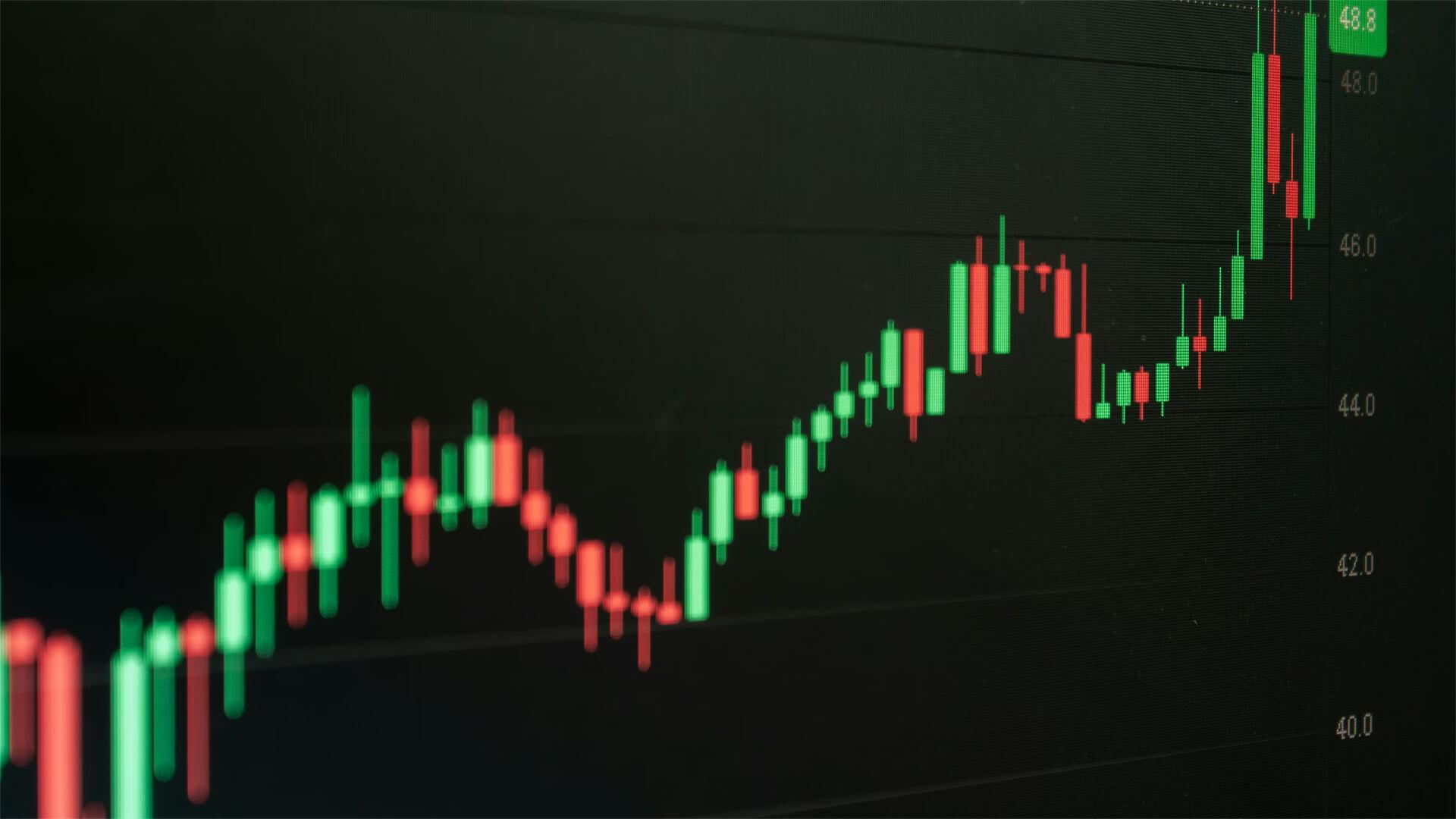Stock market candlesticks trending upwards